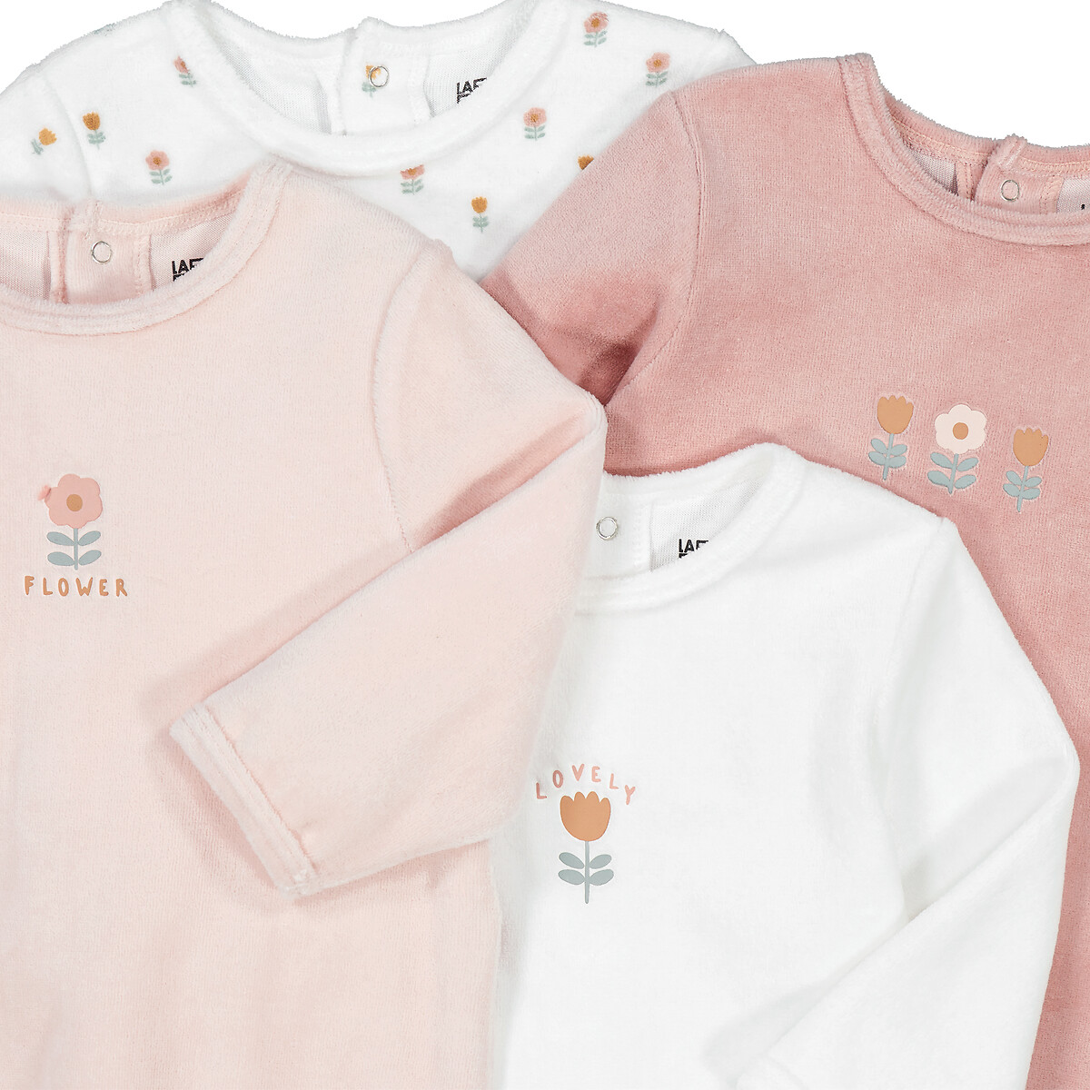 COLEÇÃO LA REDOUTE<br>Conjunto de 4 pijamas de veludo com estampa floral