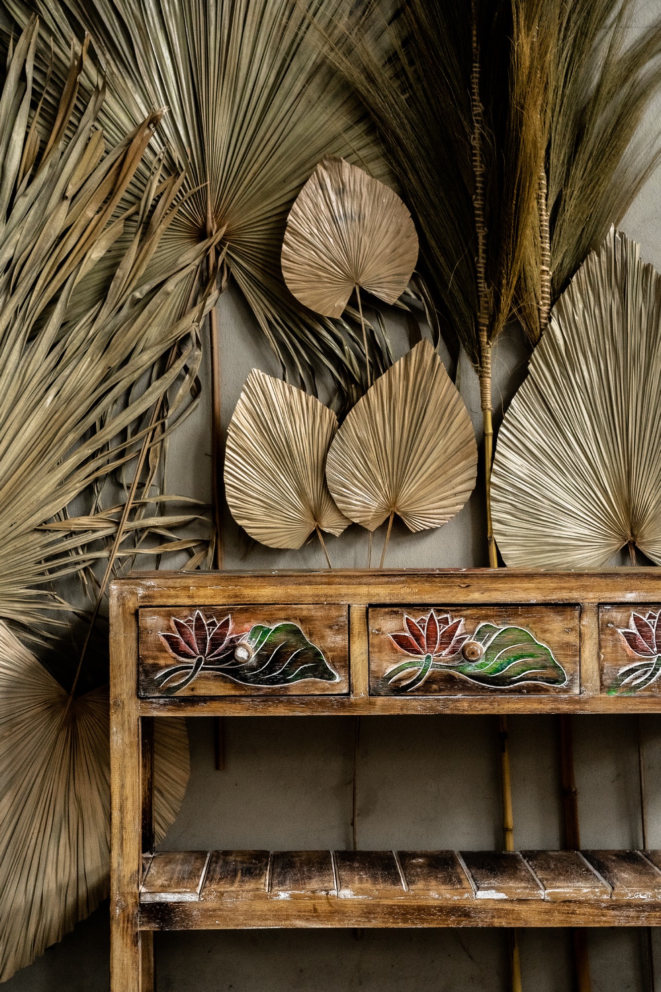Palmenblatt-Trio, natur, H 120 cm, B 55 cm von fischer's lagerhaus