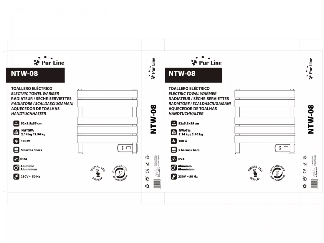 Sèche-serviettes électrique compact noir 100W