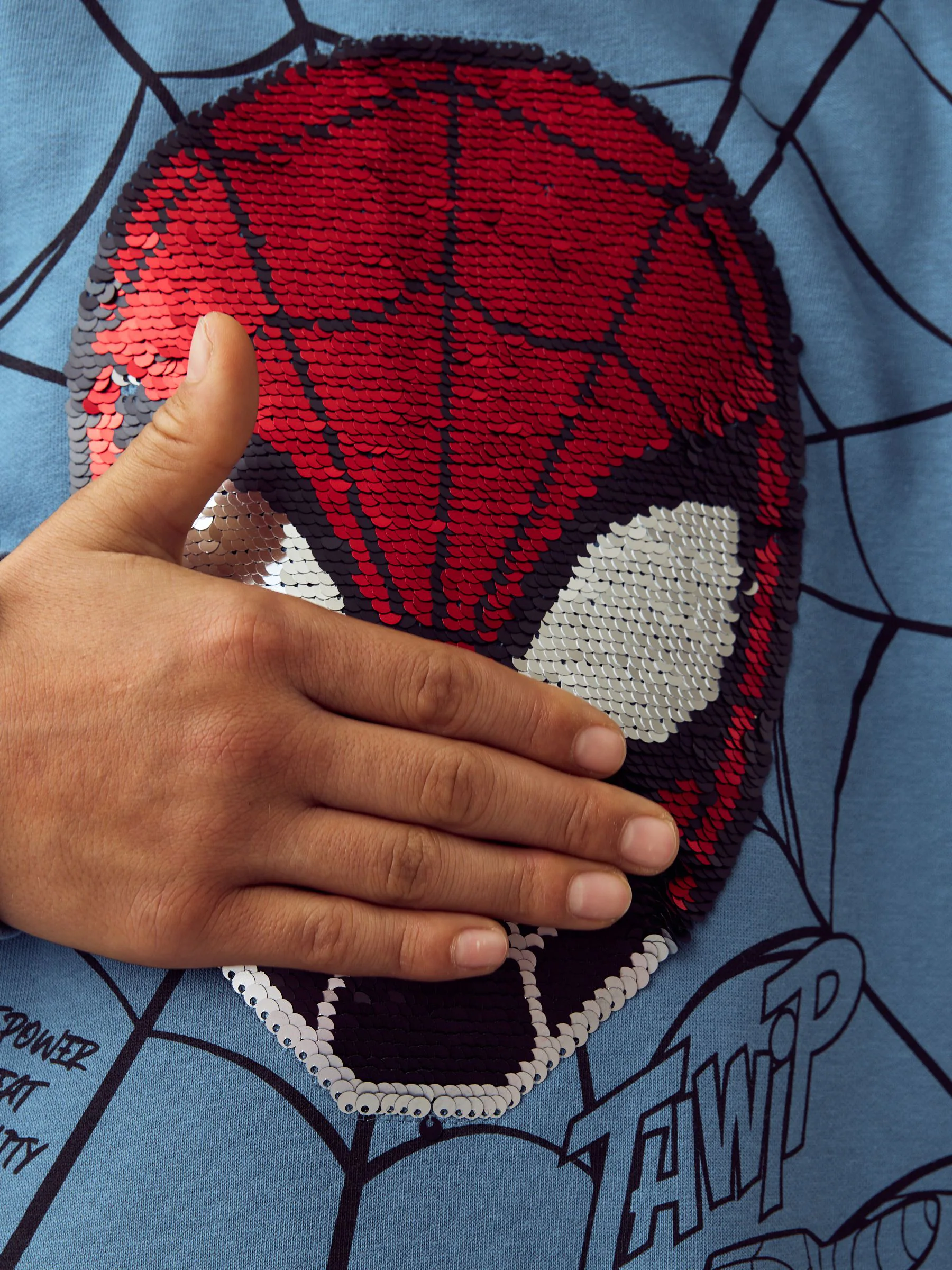 Normaal blauw - Spiderman Flip Sequin Hoodie (3-16yrs)