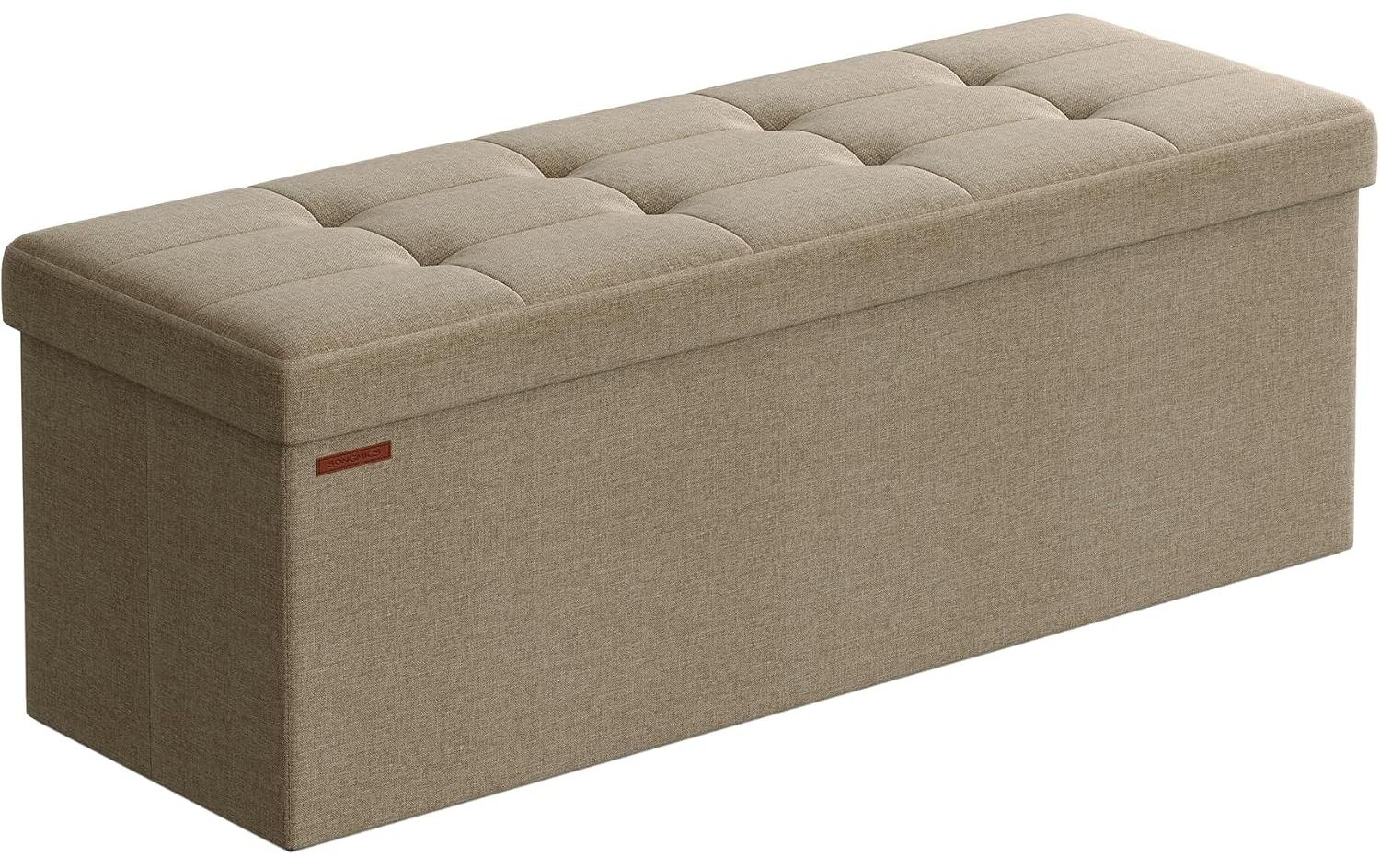 Sitztruhe Ottomane 110 x 38 cm, BeigeSitzbank mit Stauraum