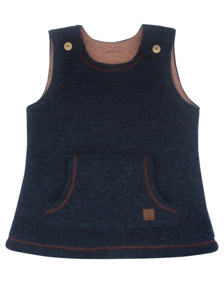 Wollfleece-Kleid MINI in navy/bombay brown