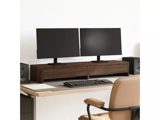 Support de moniteur avec tiroirs chêne marron bois d'ingénierie