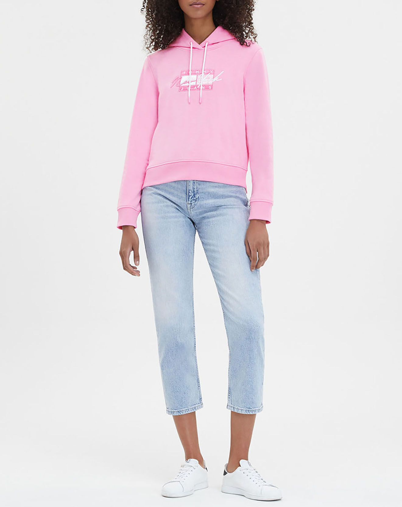 Tommy Jeans Sweat en Coton Bio cropped tommy flag rose