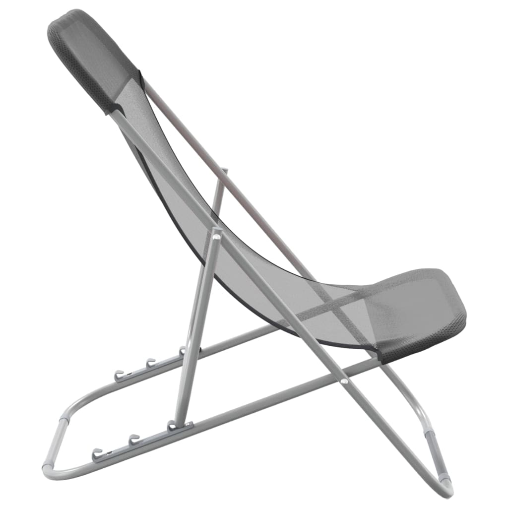Chaises de plage pliantes 2pcs textilène acier enduit de poudre