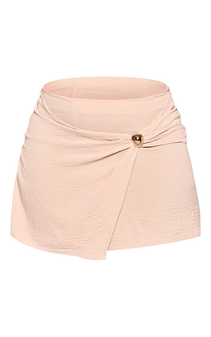 Crème Jupe Courte Grande Taille À Détail Enveloppant En Mousseline