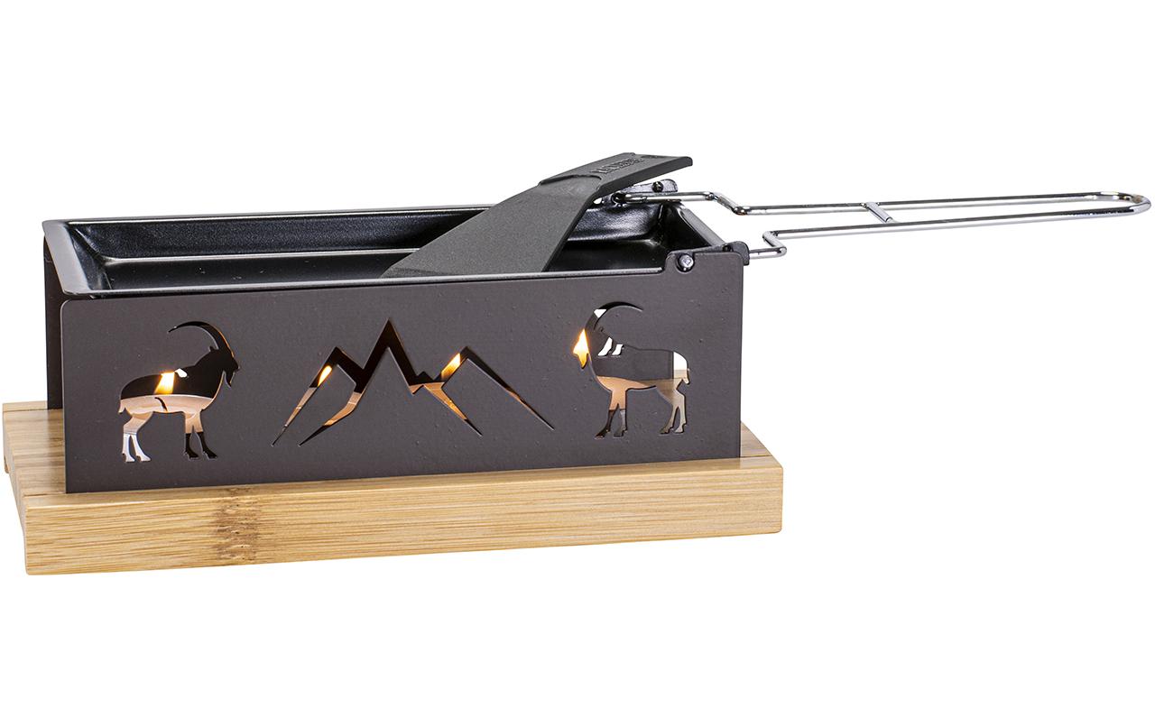 Teelicht-Raclette Steinbock Anthrazit/HellbraunKerzenraclette im Steinbock-Design