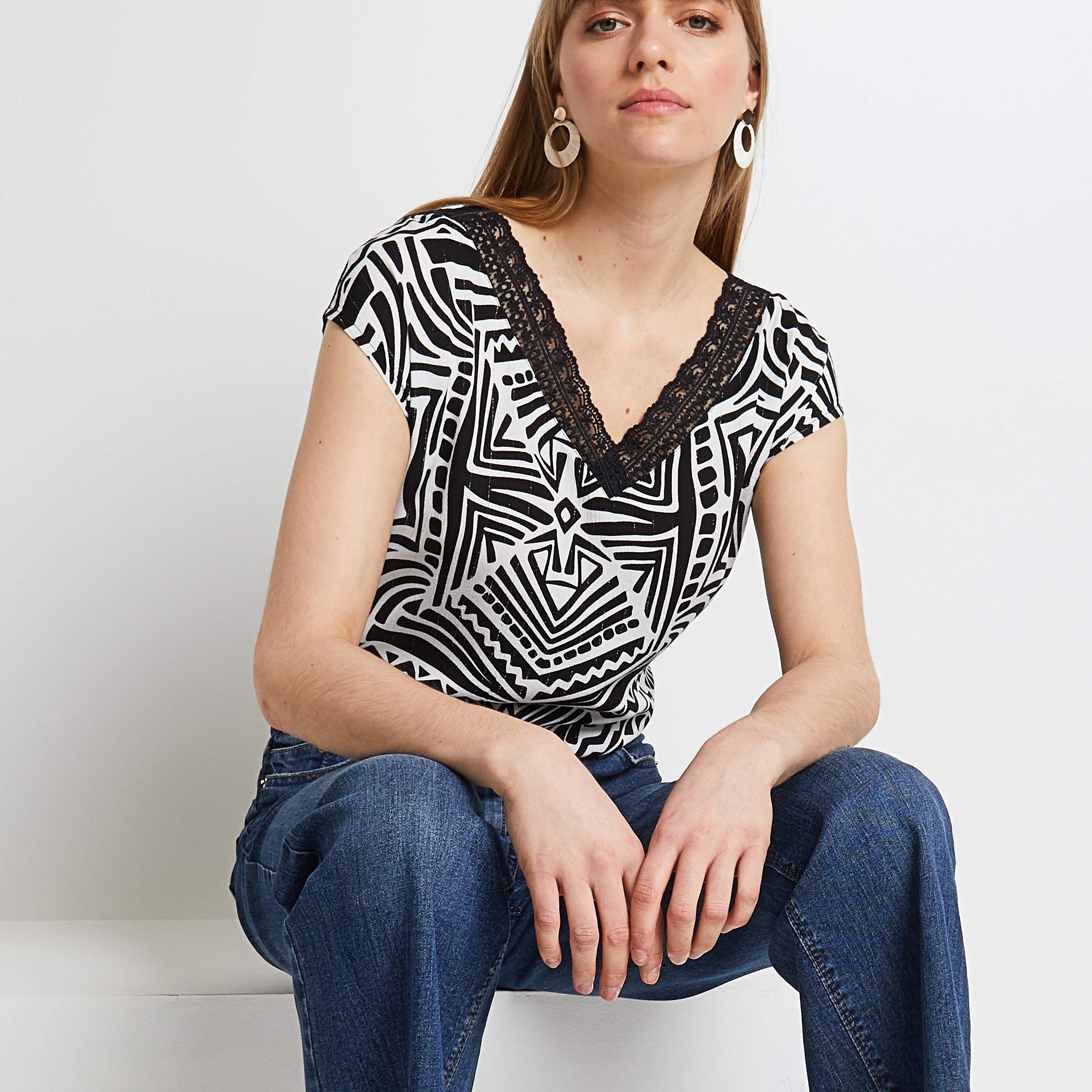 Tshirt imprimé femme - NOIR