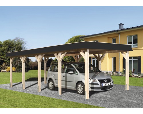 Enkele carport Weka plat dak 615 maat 2 337x832 cm naturel