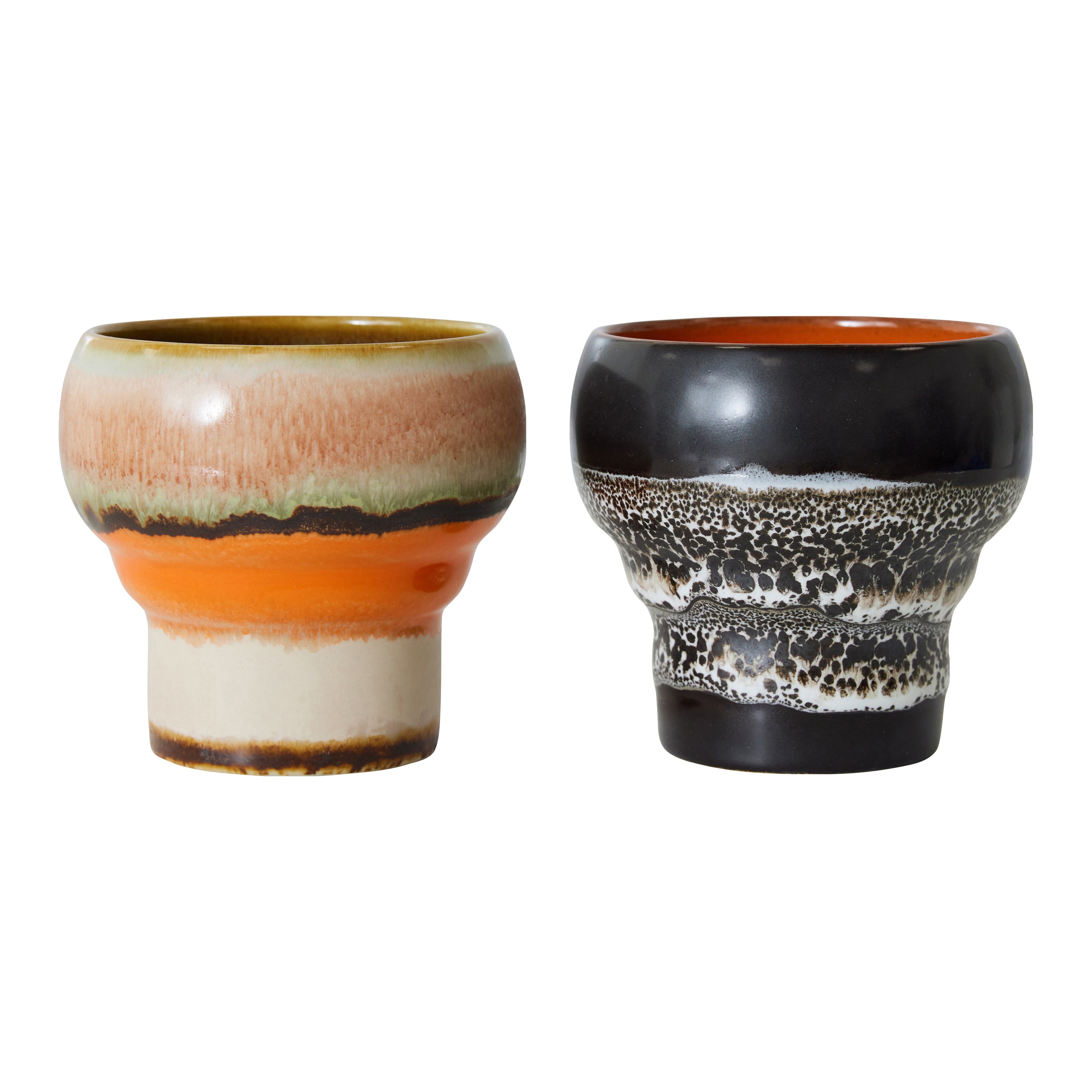 HKliving 70's Ceramics Lungo Mok 0,24 L - Set van 2 - Basalt