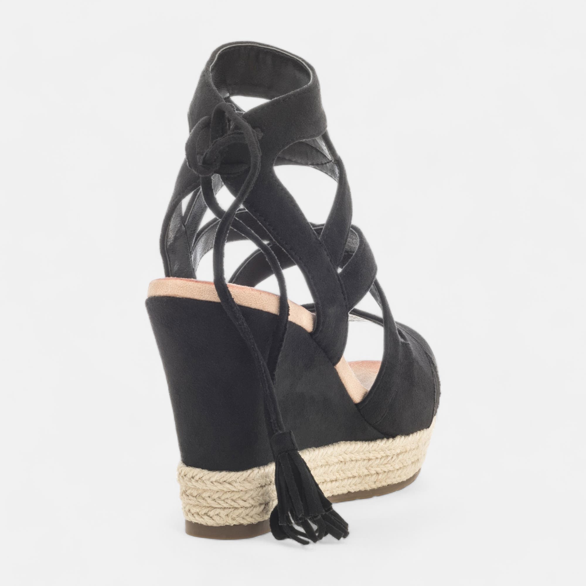Nu-pieds à talon compensé Femme noir