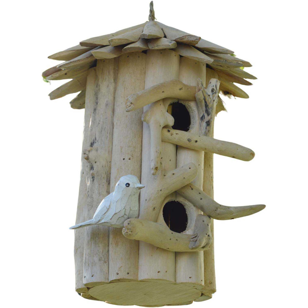 Nichoir hôtel en bois d'albésia à suspendre 26 x 36 cm