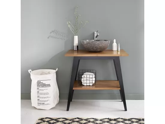 Meuble de salle de bain en teck massif 80 cm