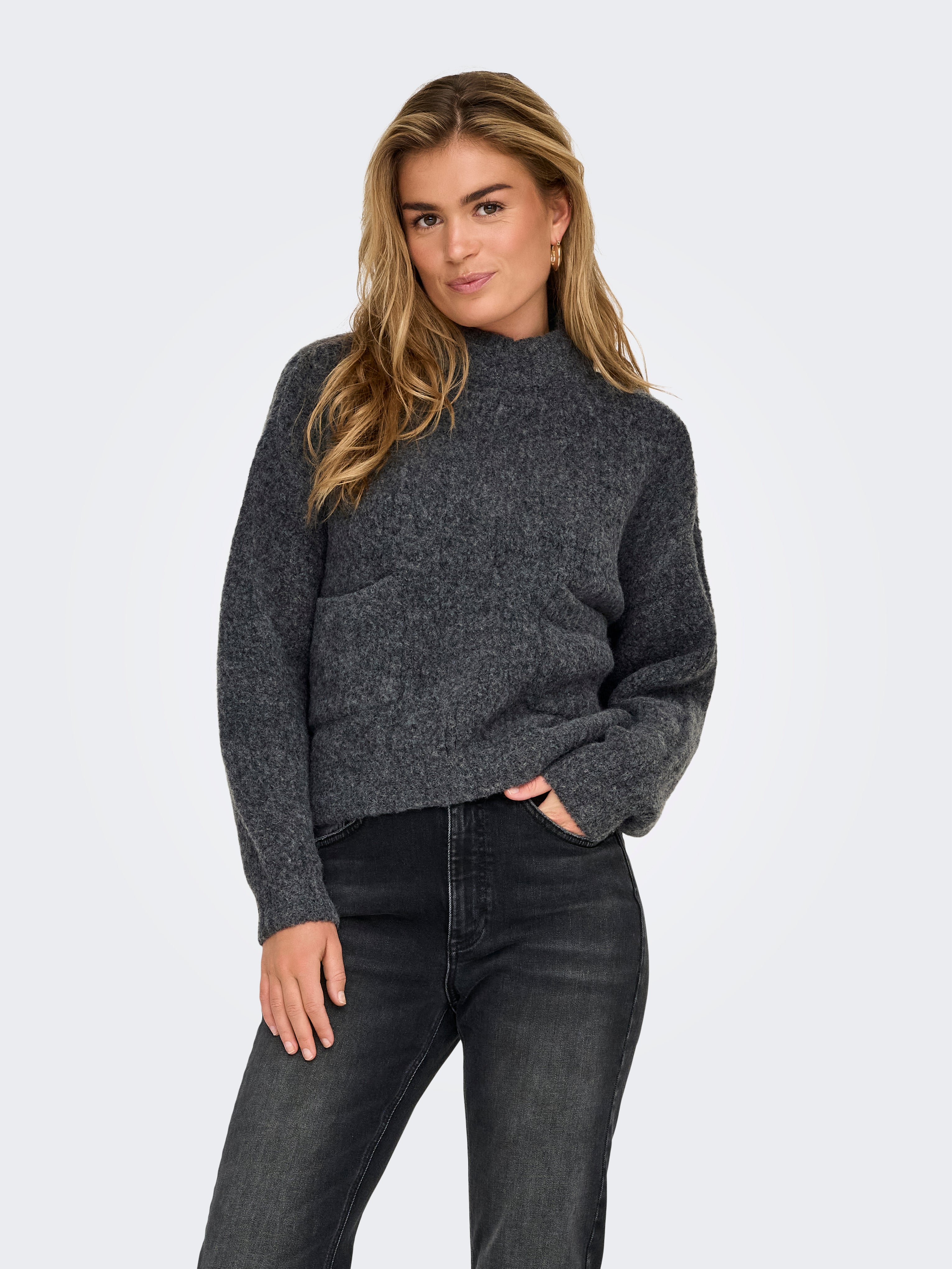 ONLPIE Strickpullover Dark Grey Melange