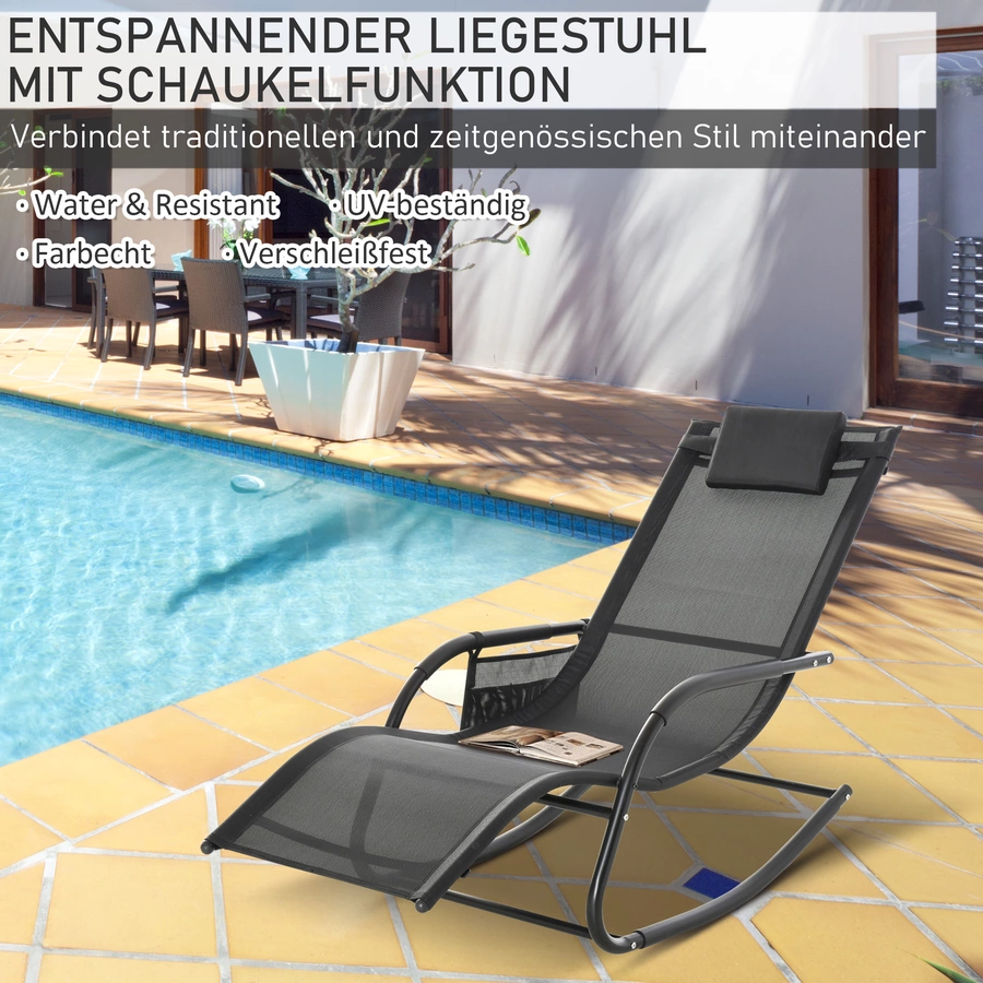 Outsunny Schaukelstuhl atmungsaktive Mesh-Gewebe schwarz