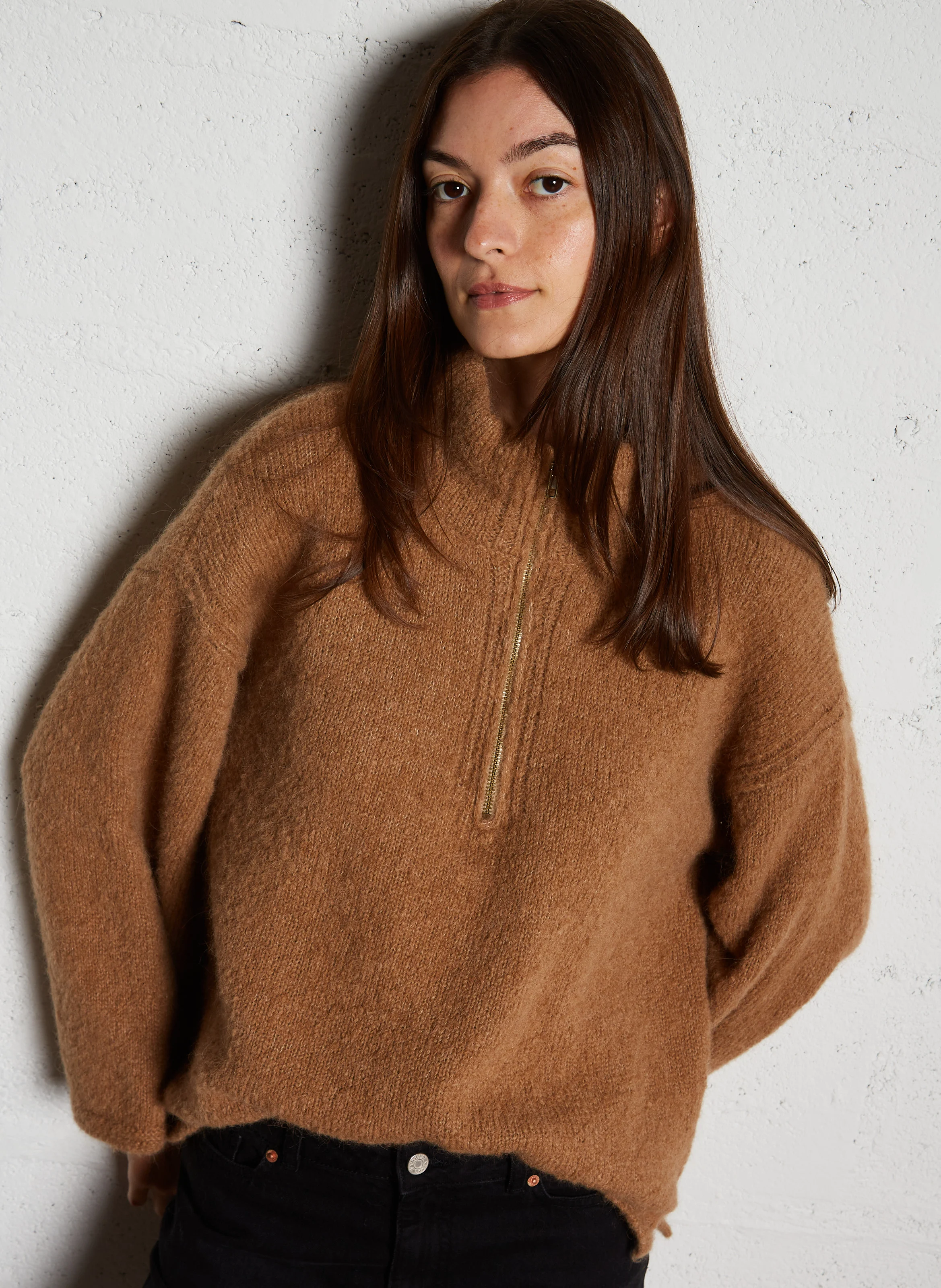 MARIE - Pull col camionneur en alpaga mélangée | Beige