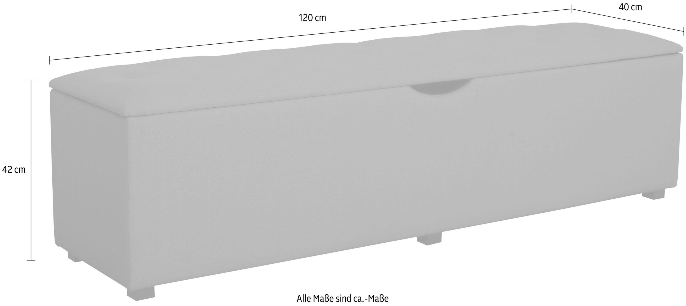 PLACES OF STYLE Hockerbank »Knobbed« Hockerbank mit Stauraum, Breite 120 cm und 160 cm
