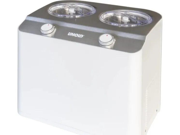 Unold Doppio, Kompressor ismaskine, 2,4 L, 2 skåle, Satin stål, Hvid, 30 min., 1,2 m