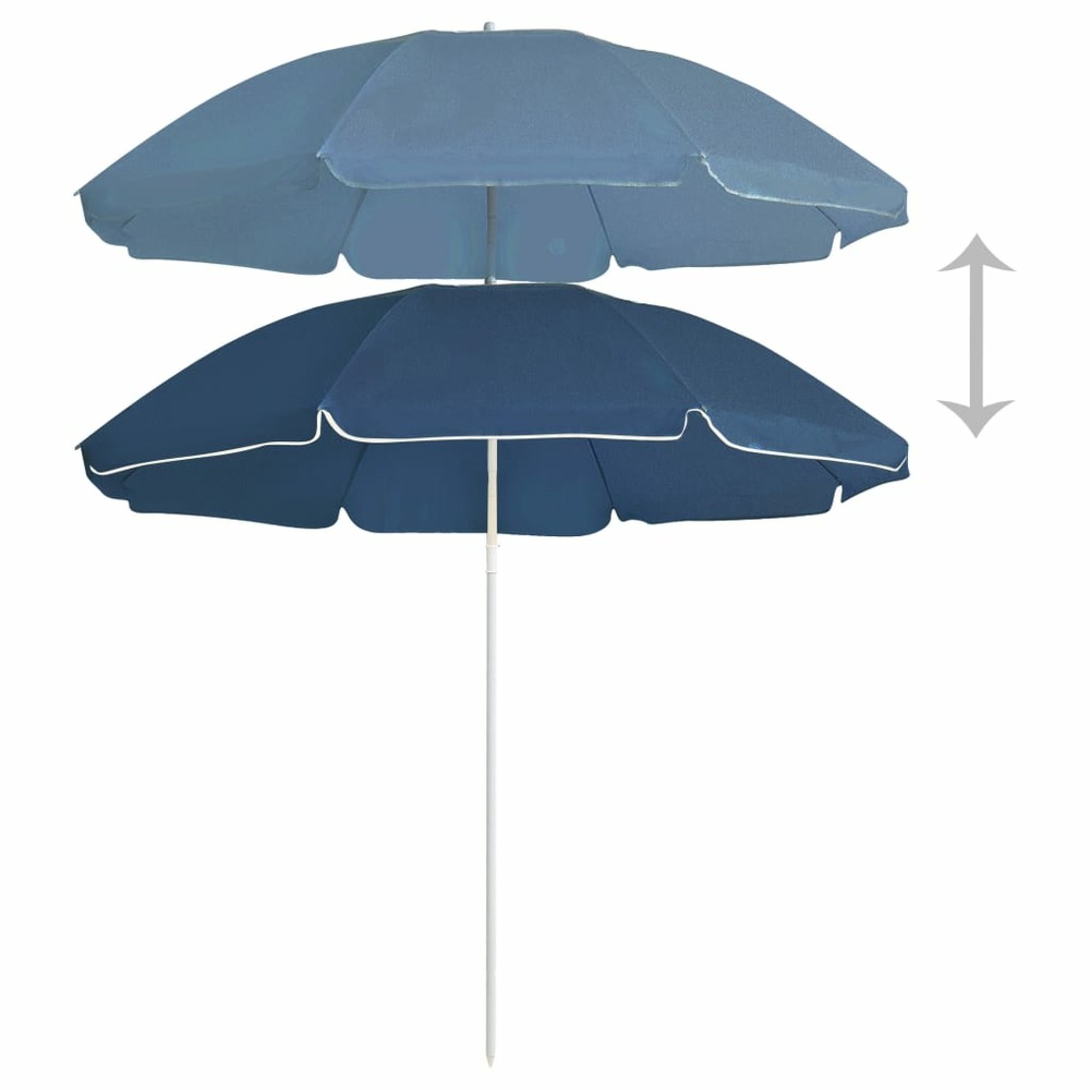 Parasol d'extérieur avec mât en acier 180 cm bleu