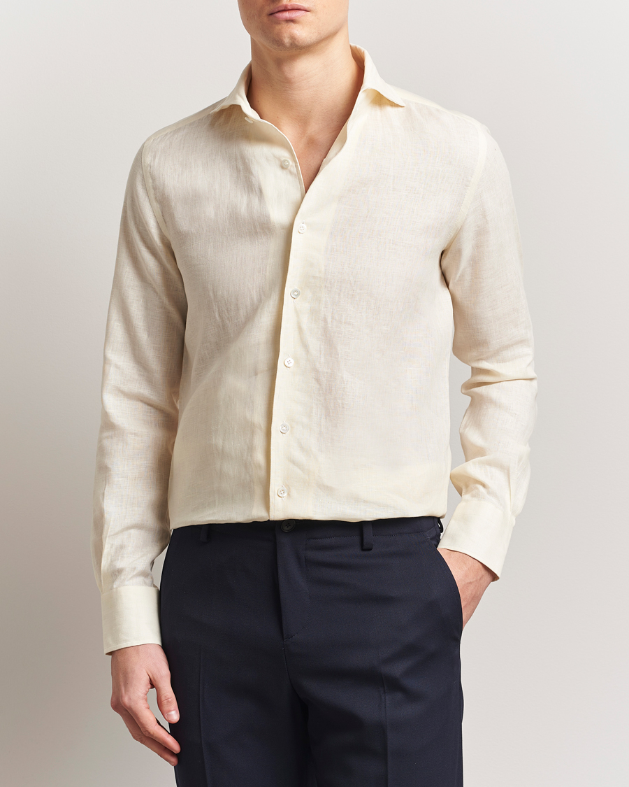 100Hands Cut Away Linen Shirt Light Yellow