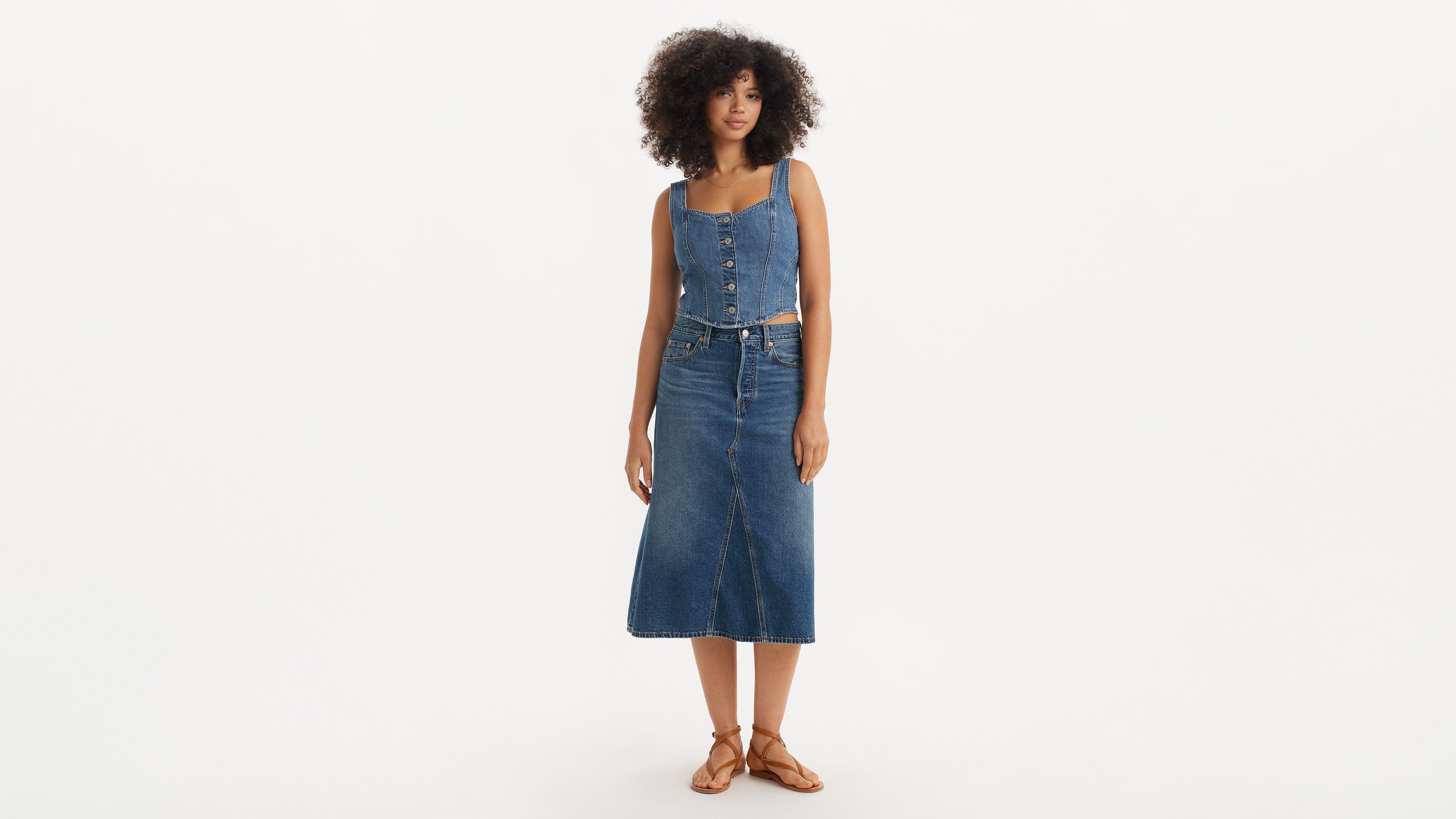Jupe coupe en A taille haute Decon - Mid Morning - Bleu