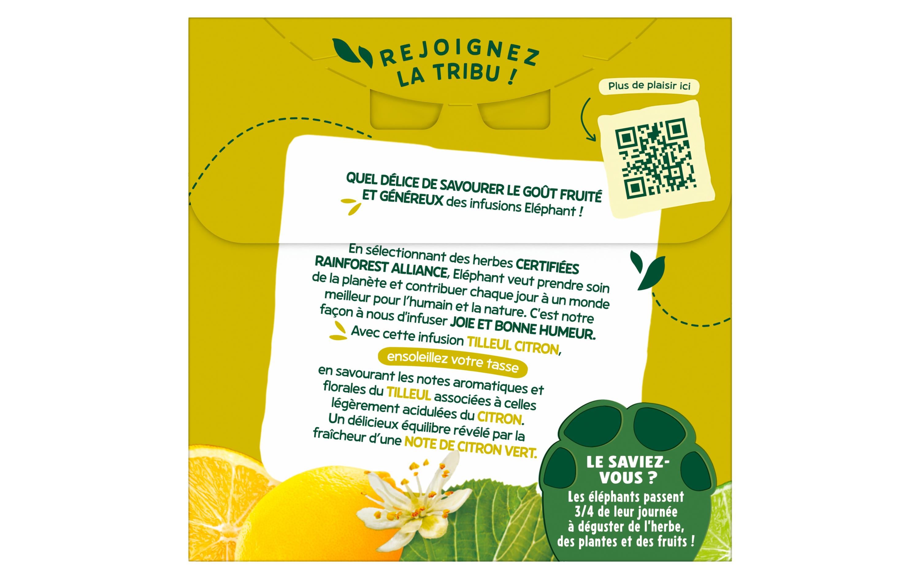Teebeutel Infusion Tilleul Citron 20 StückTee mit Lindenblüte und Zitrone