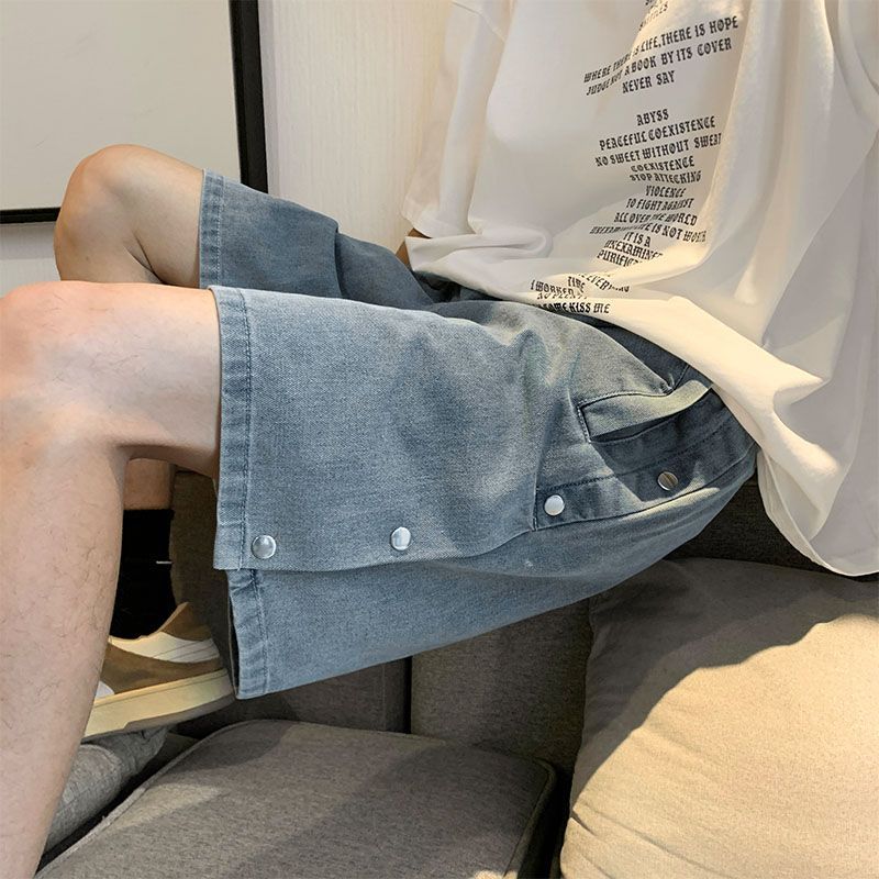 Whyessa - Denim shorts met drukknopen