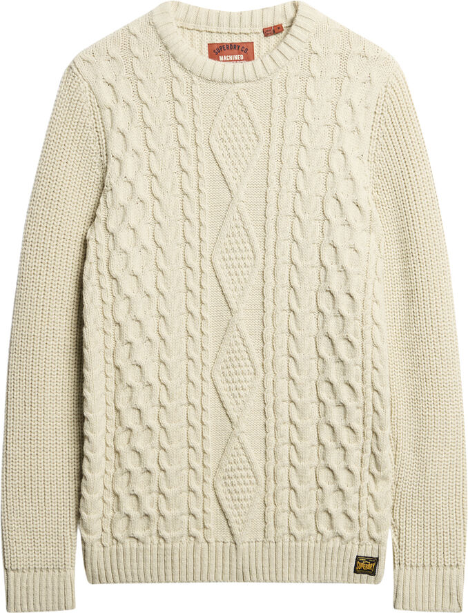 Superdry JACOB CABLE JUMPER Ecru
