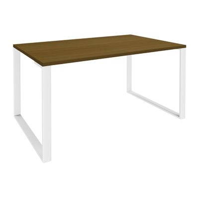 Bureau droit LOFTER - L80 cm - Plateau imitation noyer - pied blanc