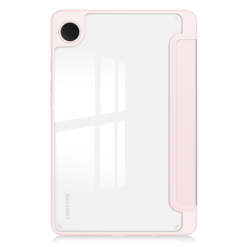 Samsung Galaxy Tab A11 / A9 Smart Cover Hybrid Hülle Leder Tasche Flip Cover   S-Pen Halterung - Rosa / Transparent