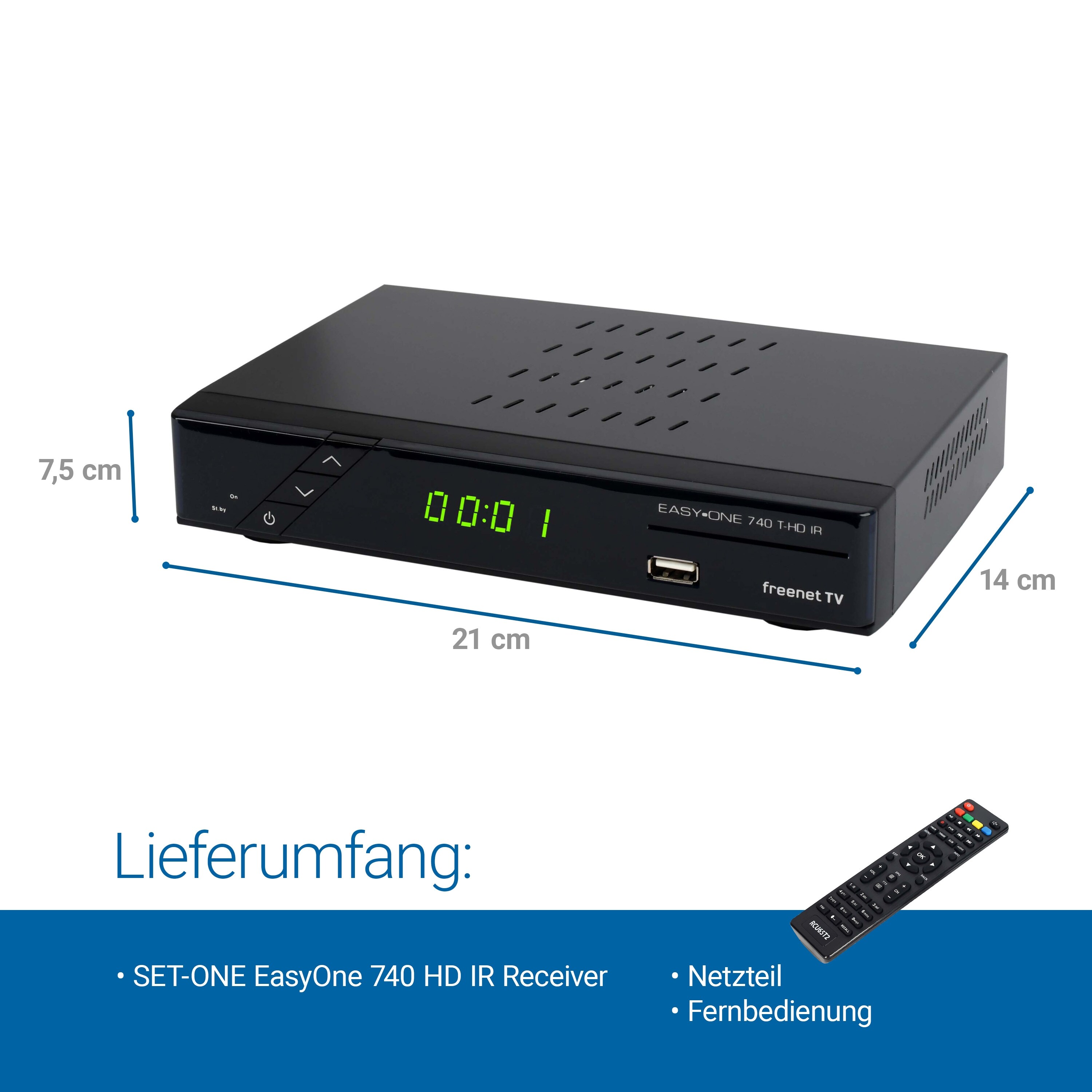 SET-ONE EasyOne 740 HD IR HDTV DVB-T2 Receiver mit freenet TV