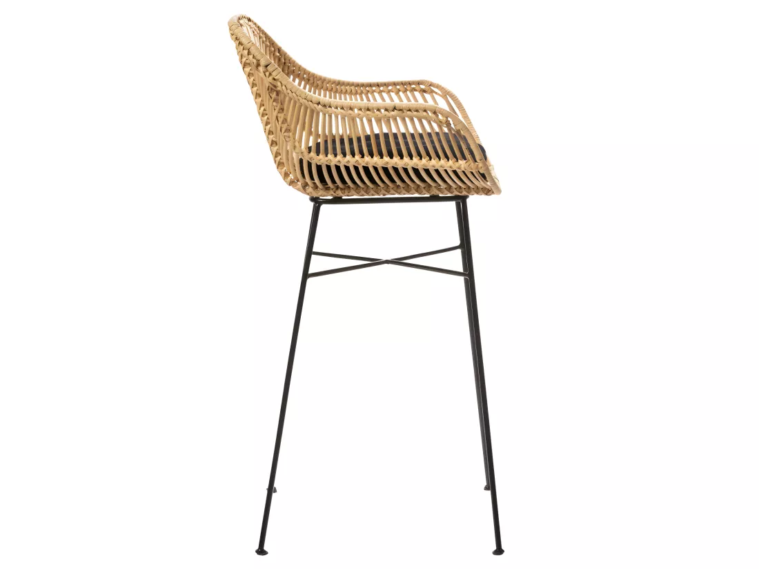 Nunuhai - Lot de 2 tabourets de bar en rotin H68cm - Naturel