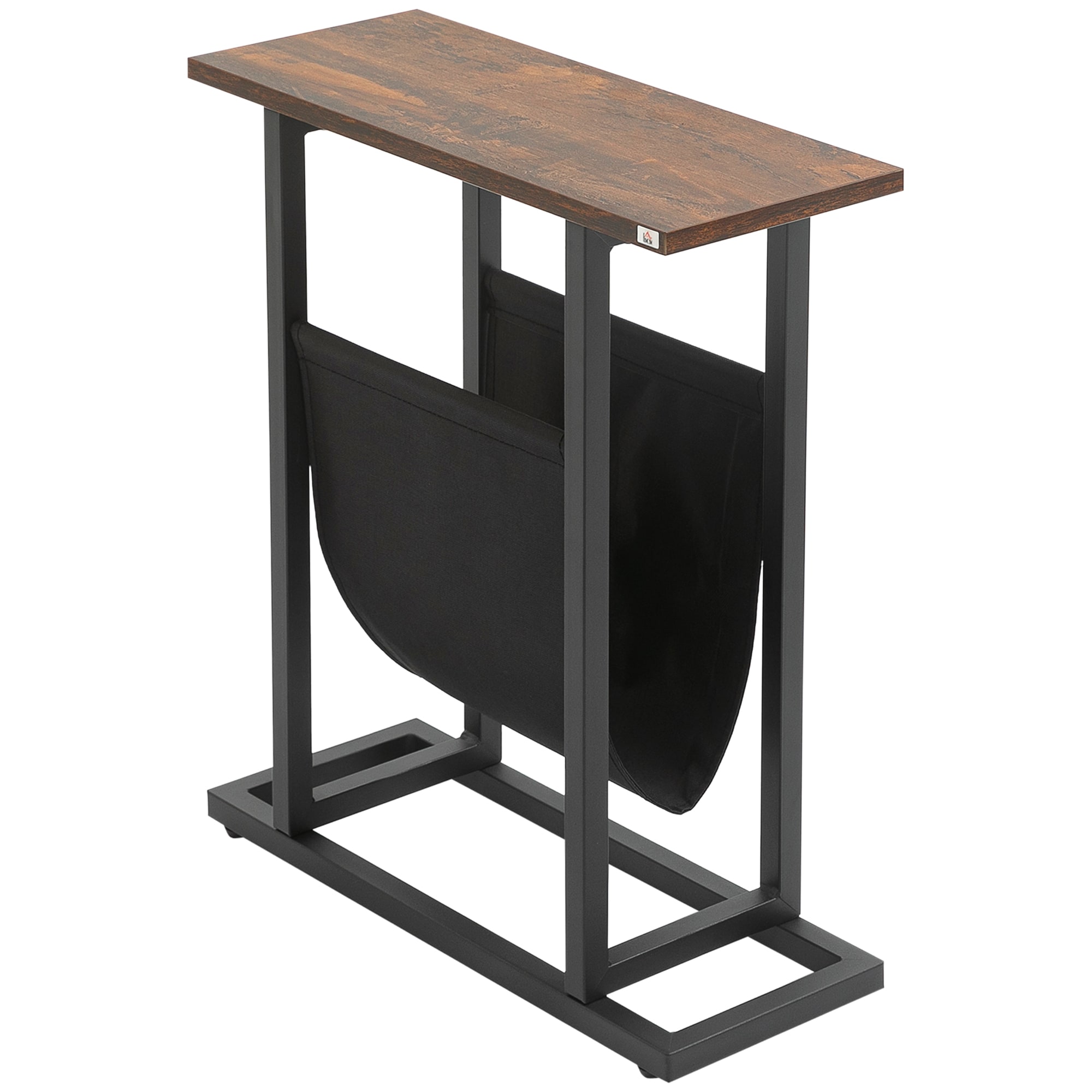 HOMCOM Beistelltisch mit Stofftasche braun, schwarz 49L x 19B x 55H cm