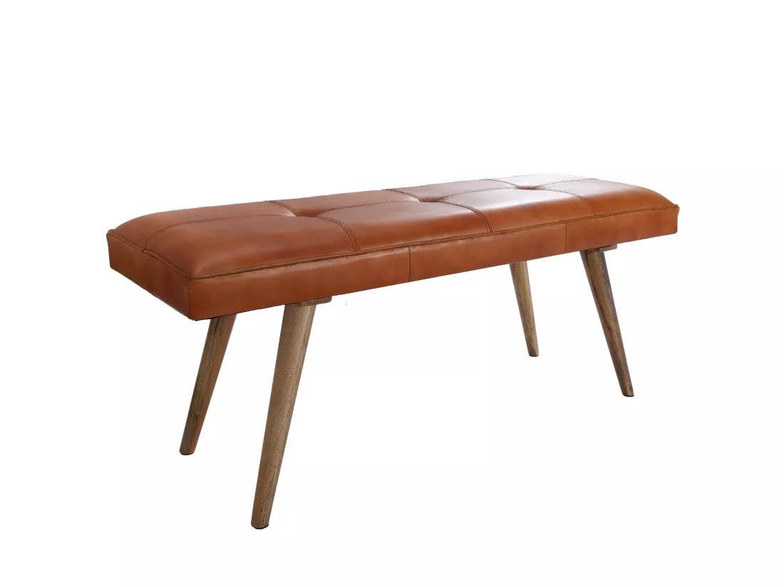 Banc en cuir 117 cm Bois Massif Rembourré Banc Banquette salle manger