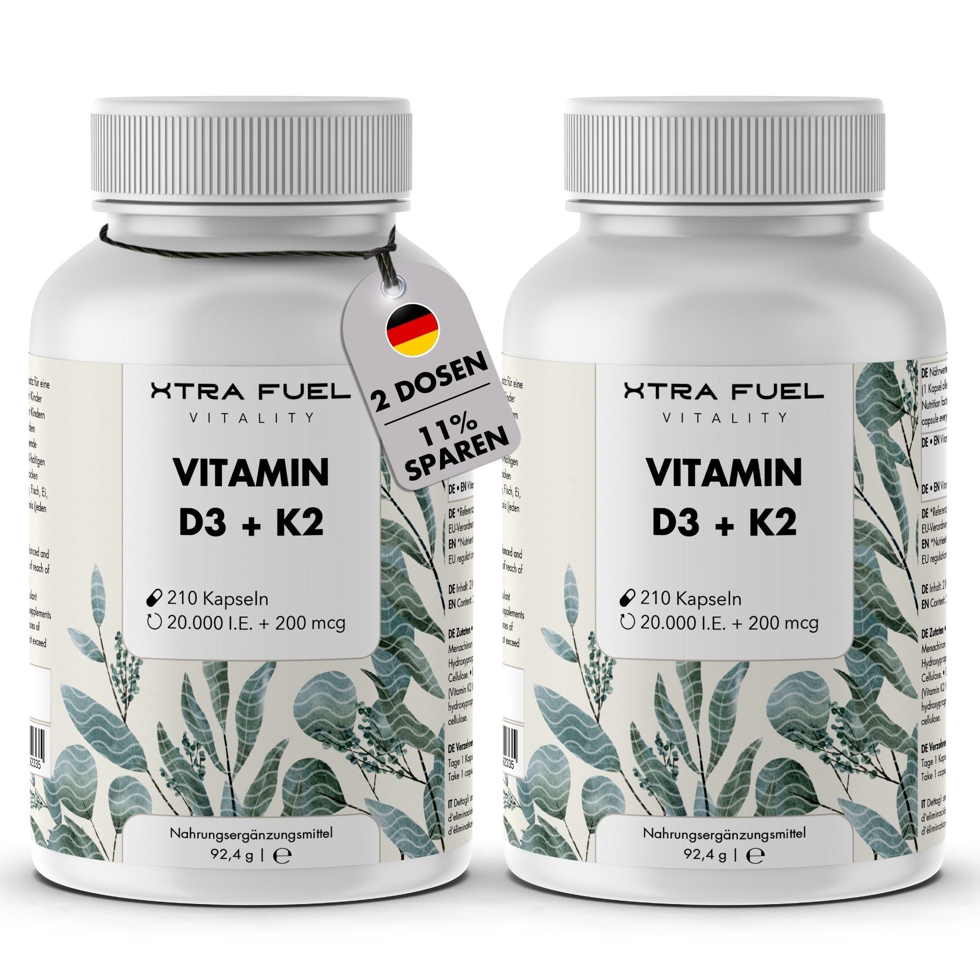 XTRA FUEL Vitamin D3 + K2 Kapseln - 20.000 I.E. + 200mcg MK-7 all-trans