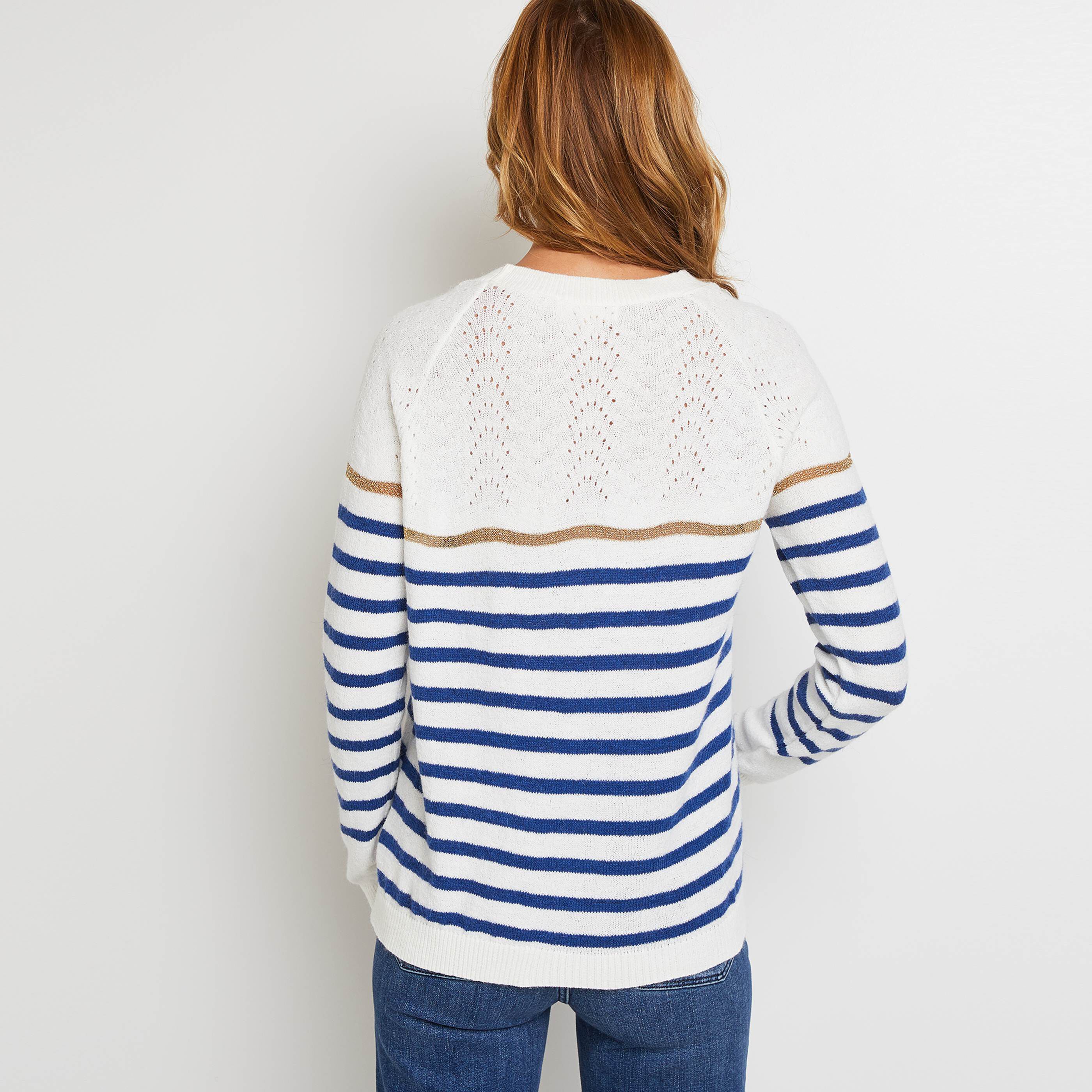 Pull marinière fabriqué en France femme - BLANC