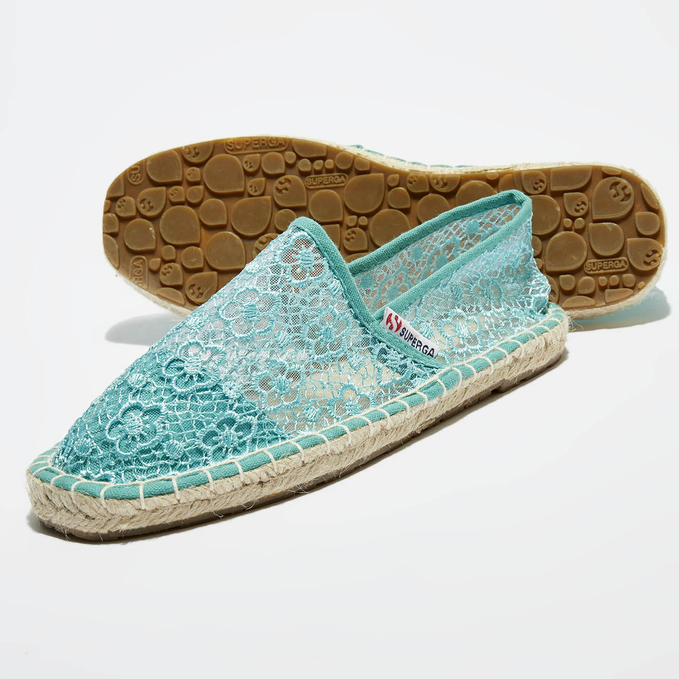 Superga Espadrilles brodées bleu turquoise