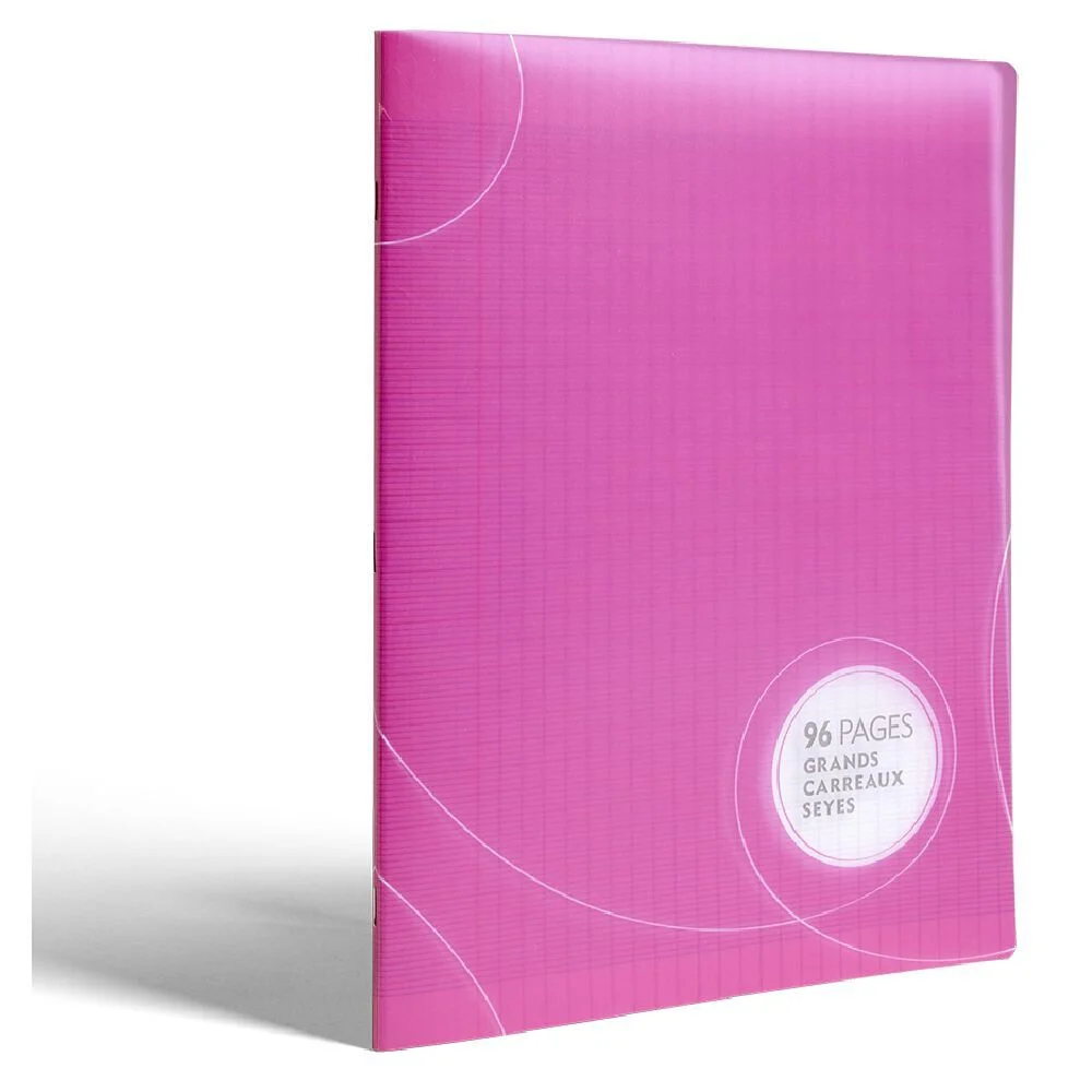 Cahier 96 pages seyès grands carreaux 24x32cm - 6 coloris