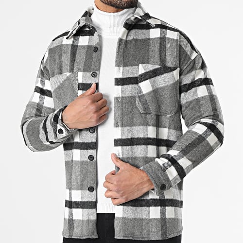 Surchemise A Carreaux KD645 Gris Blanc