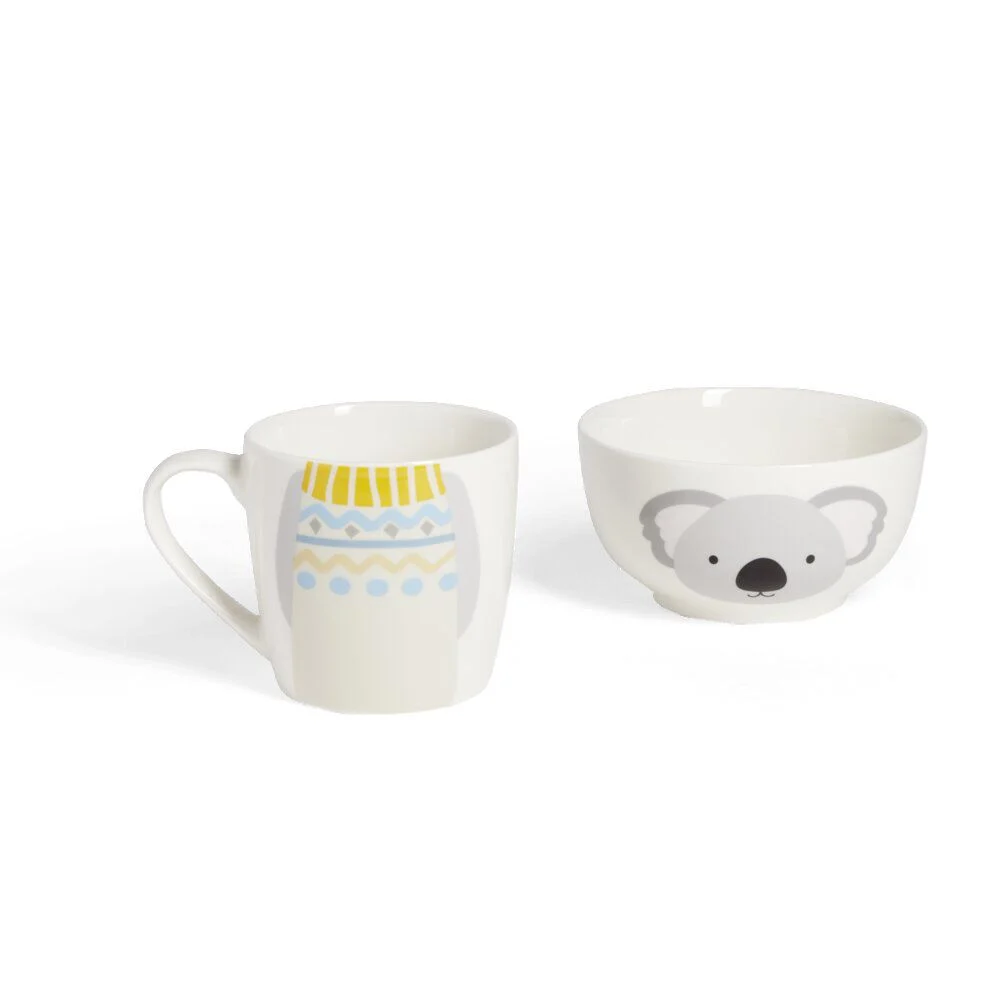 Ensemble bol et mug en porcelaine motif enfant motif koala H15cm