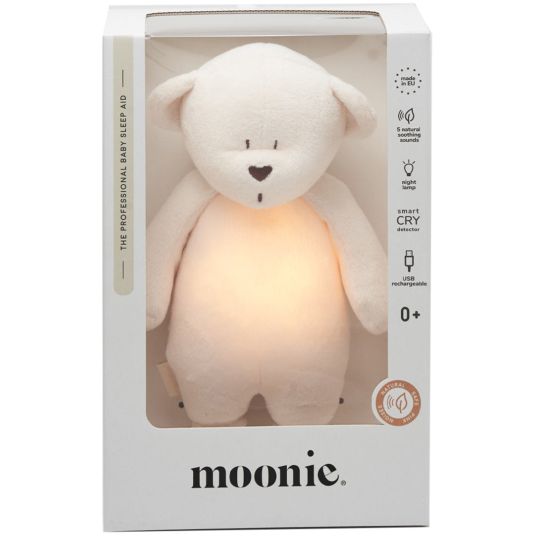 Moonie 2.0 next gen knuffelbeer met nachtlamp en geluid cream