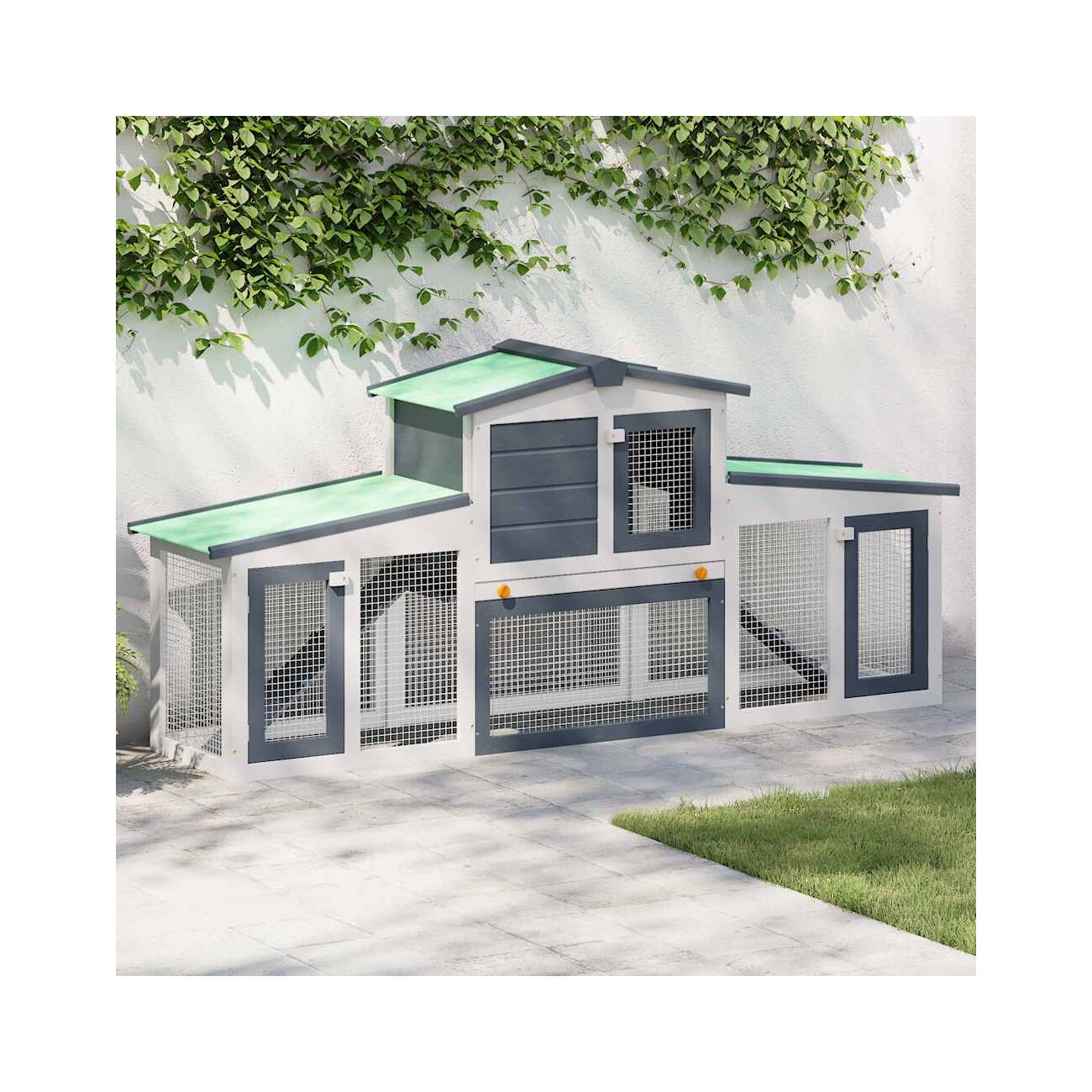 VidaXL Kaninchenstall / Hasenstall mit Dach grau