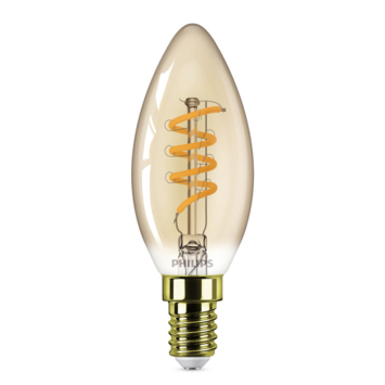 Philips LED kaars E14 15W filament goud spiraal dimbaar