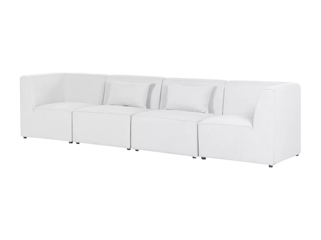 Canapé 4 places modulable en velours côtelé grosses côtes blanc cassé LEMVIG