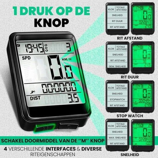 Strex - Draadloze Fietscomputer - Waterdicht - Eenvoudig te Monteren