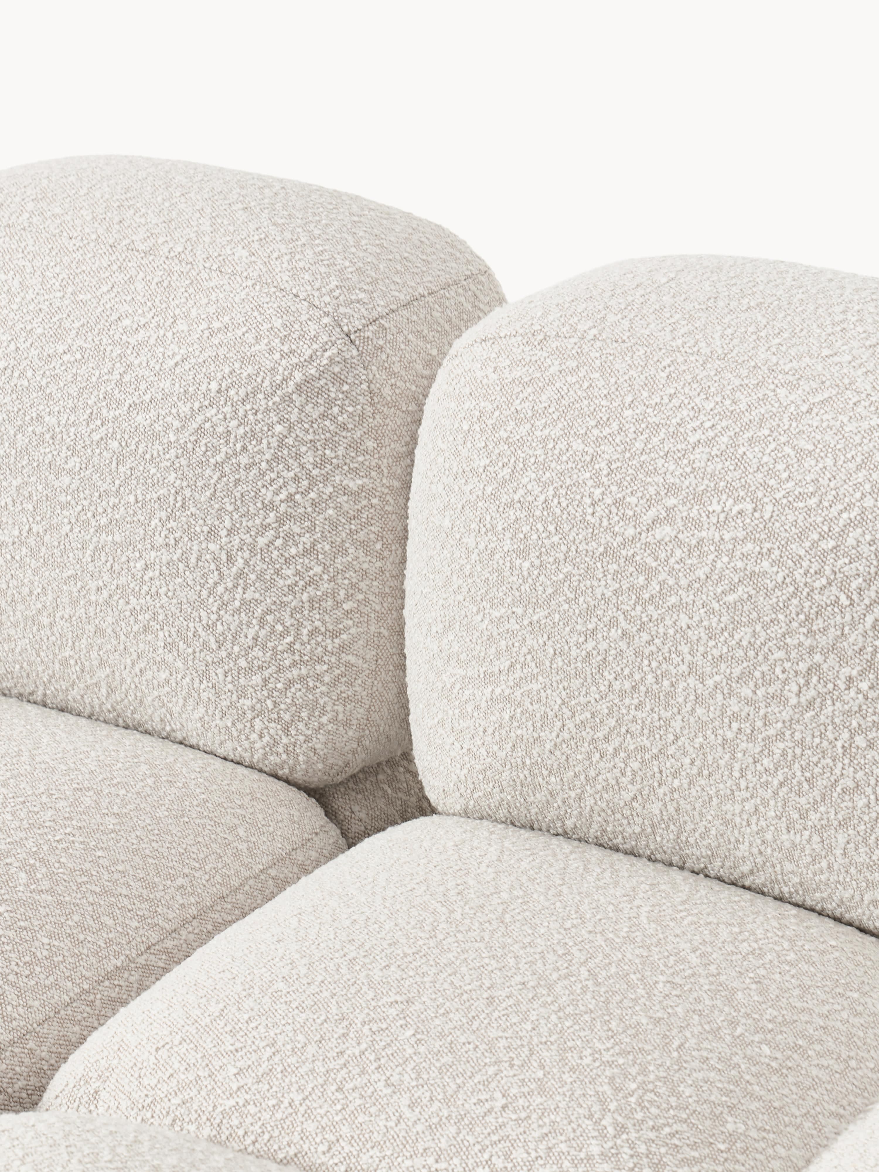 Modulaire bank Tayla (3-zits) van bouclé met poef (links/rechts)