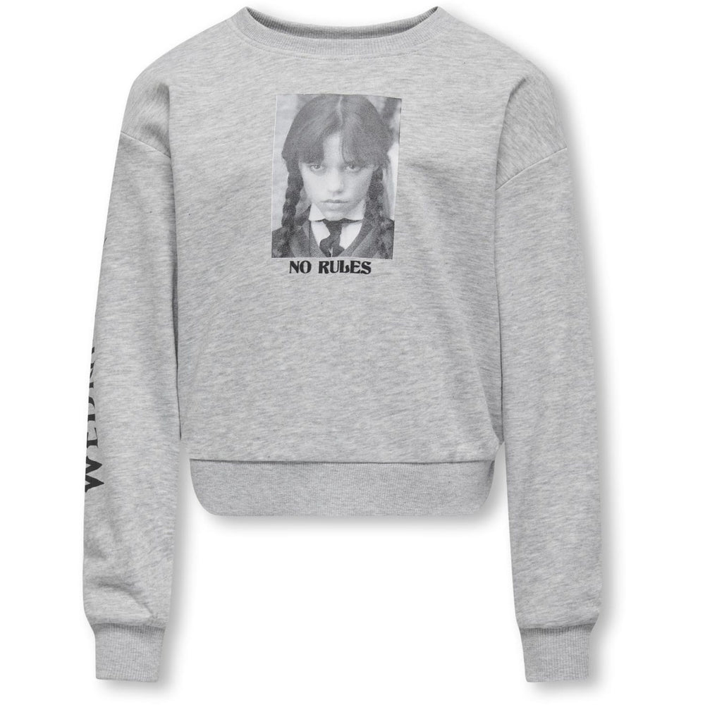 Køb kids ONLY Light Grey Melange No Rules Nevermore Life Licens O-Neck Sweatshirt