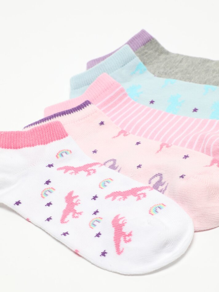 Pacote com 5 pares de meias com estampa de dinossauro - Sortidas
