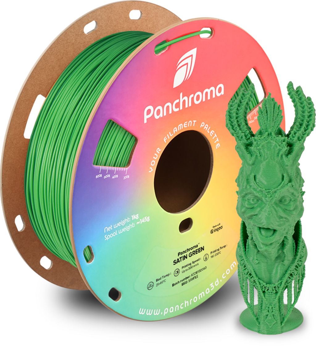 Polymaker  Panchroma™ PLA Satin Green, 1,75 mm / 1000 g    Satin PLA für glänzende Ideen & makellose Ergebnisse in Grün