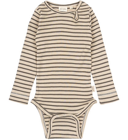 Petit Piao Body l/ä - Rib - Modal - Erde Brown/Dark Off White
